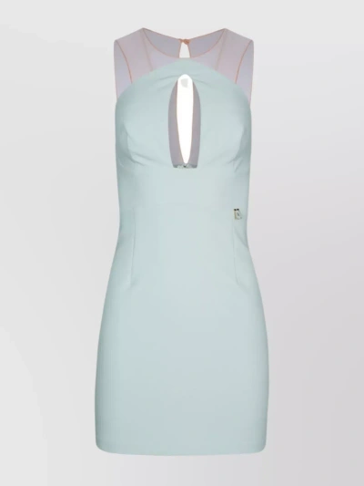 Elisabetta Franchi Sleeveless Round Neck Dress With Cut-out Detail In Aqua Green