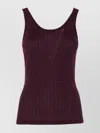 Elisabetta Franchi Sleeveless Scoop Neck Fitted Silhouette Patterned Top In Purple