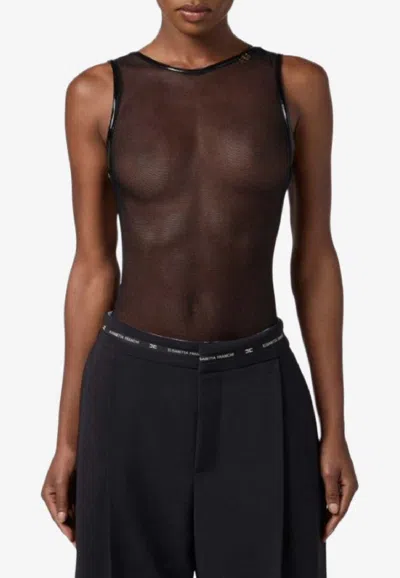 Elisabetta Franchi Sleeveless Sheer Bodysuit In Black