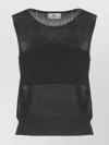 Elisabetta Franchi Sleeveless Sheer Knit Crewneck Sweater In Black
