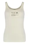 Elisabetta Franchi Sleeveless Top In Cotton In White