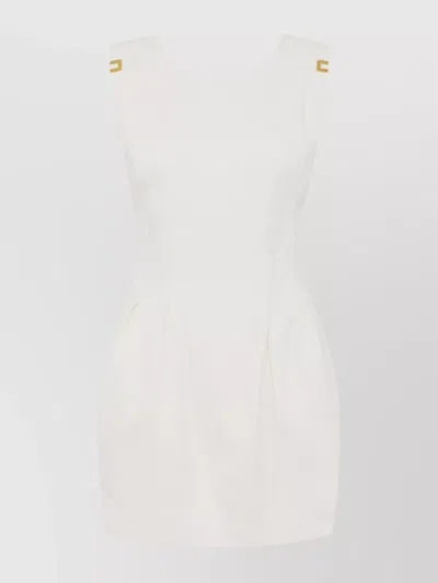 Elisabetta Franchi Sleeveless V-back Dress Shoulder Hardware In Ivory