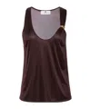 Elisabetta Franchi Embellished Satin Scoop Neck Tank Top In Black