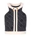 Elisabetta Franchi Charm Detail Crop Top With Geometric Pattern In Black