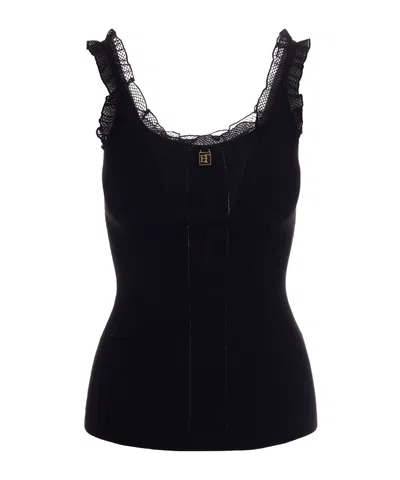 Elisabetta Franchi Sleeveless Vest In Black