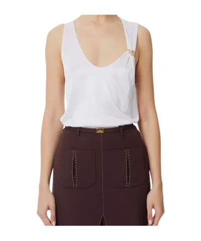 Elisabetta Franchi Logo-brooch Tank Top In White