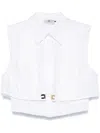 Elisabetta Franchi Collared Sleeveless Shirt Pleated Front In White