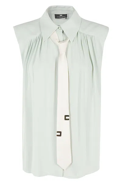 Elisabetta Franchi Sleeveless Georgette Blouse In Blue