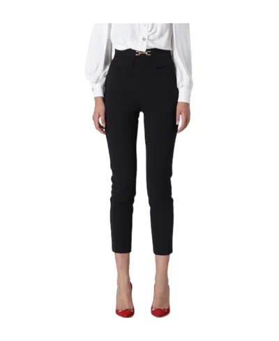 Elisabetta Franchi Slim Crepe Trousers In Black