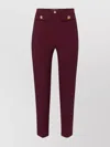 Elisabetta Franchi Slim Fit Ankle Length Trousers With Gold Button Accents In Burgundy