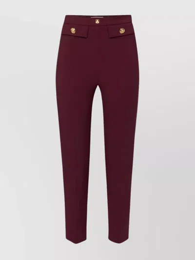ELISABETTA FRANCHI SLIM FIT ANKLE LENGTH TROUSERS WITH GOLD BUTTON ACCENTS