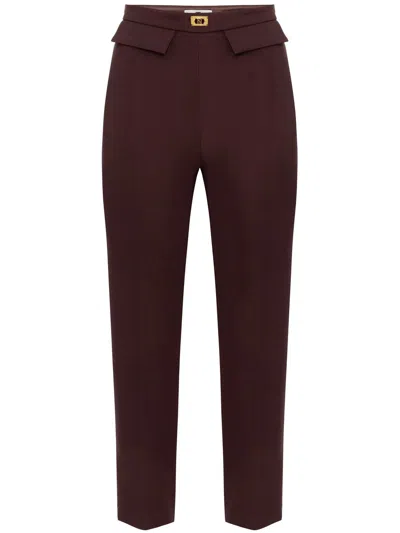 Elisabetta Franchi Slim-fit Crepe Trousers In 褐色