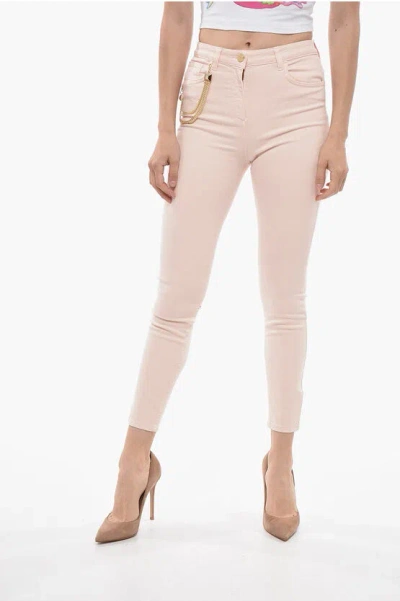 Elisabetta Franchi Slim Fit Jeans With Golden Chain 12cm In White
