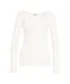 Elisabetta Franchi Slim-fit Knit Top With Floral Shoulder Detail In White