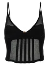 Elisabetta Franchi Slim-fit Knit Top With Transparent Panels In Black