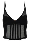 Elisabetta Franchi Slim-fit Knit Top With Transparent Panels In Black