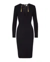 Elisabetta Franchi Shoulder Reinforced V-neckline Midi Dress With Split In Black