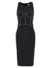 Elisabetta Franchi Contrasting-piping Midi Dress In Black