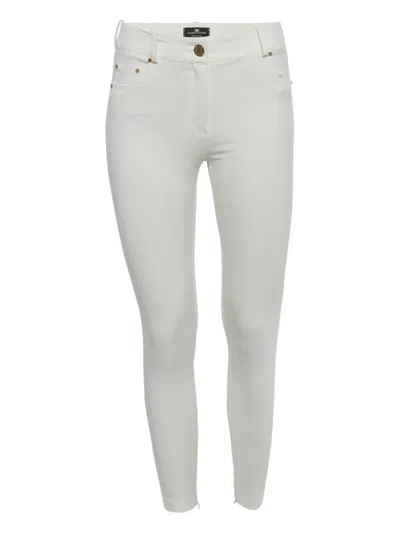 Pre-owned Elisabetta Franchi Slim-fit Trousers In White