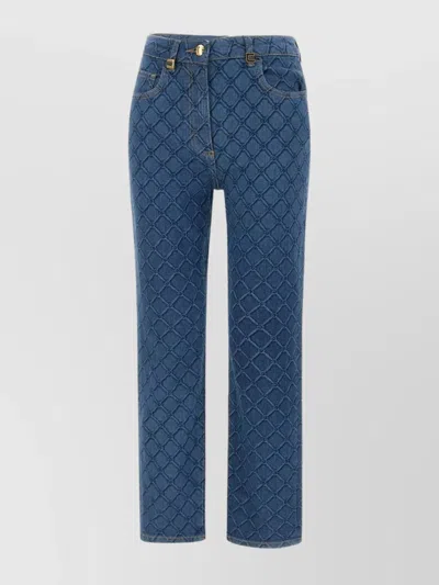 Elisabetta Franchi Slim Fit Trousers With Laser Lozenge Print