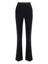 Elisabetta Franchi Lightweight Crepe Trousers With Jewel Chain In Black
