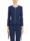 Elisabetta Franchi Slim Jacket With Zip In Blue
