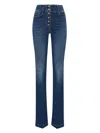 Elisabetta Franchi Stretch Cotton Flared Jeans With Central Button Placket In Blue