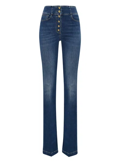 Elisabetta Franchi Denim Jean Pants Logo Back Pocket In Blue