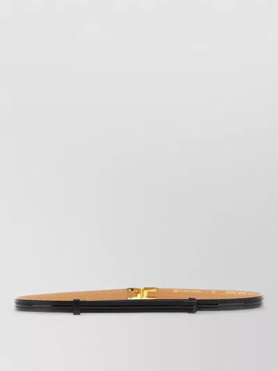 Elisabetta Franchi Slim Logo Buckle Belt Adjustable Design In Black