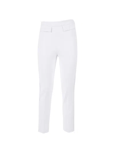 Elisabetta Franchi Slim Trousers With Embroidered Pocket Detail In White