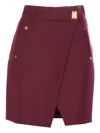 Elisabetta Franchi Skirt Bordeaux Wrap Wallet Button Gold In Red