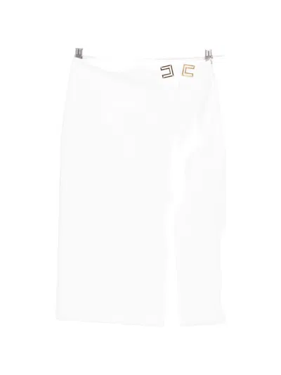 Elisabetta Franchi Slit-buckle Mini Skirt In White