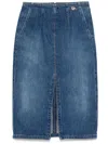 Elisabetta Franchi Slit-detail Midi Skirt In 蓝色