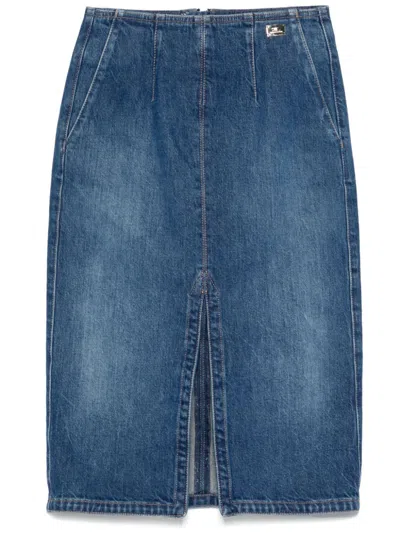 Elisabetta Franchi Slit-detail Midi Skirt In 蓝色