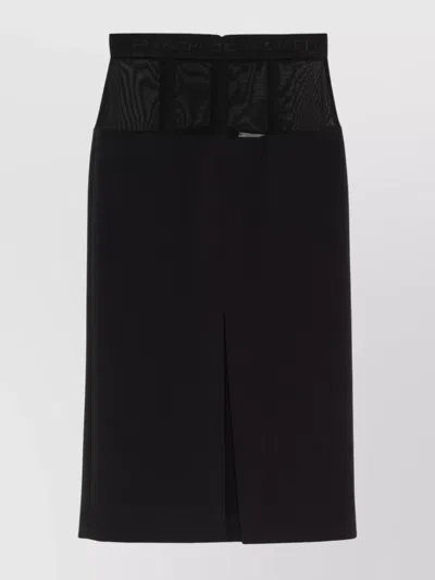 ELISABETTA FRANCHI SLIT FRONT HIGH-WAISTED KNEE-LENGTH SKIRT