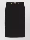 Elisabetta Franchi Slit Waist Gold High Knee Skirt In Black