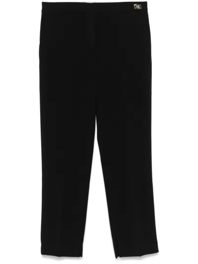 Elisabetta Franchi Slits Crepe Trousers In Black