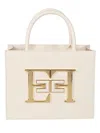 Elisabetta Franchi Logo Plaque Small Handbag In Burro