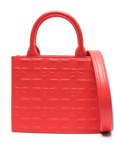 Elisabetta Franchi Small Bold Monogram Tote Bag In Red