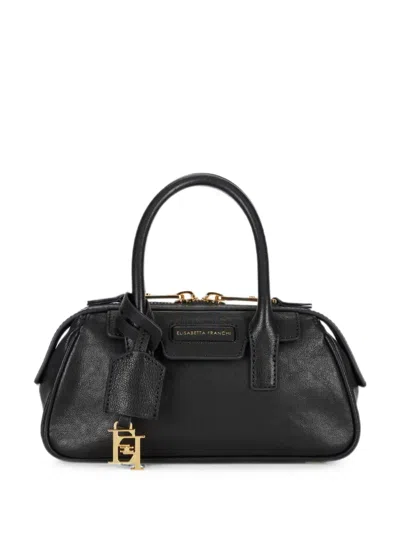 Elisabetta Franchi Small Boston Bag In Leather In Black