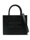 Elisabetta Franchi Borsa Tote Nera Piccola Con Impunture A Contrasto In Black