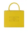 Elisabetta Franchi Small Leather-effect Handbag With Stitching In Yellow
