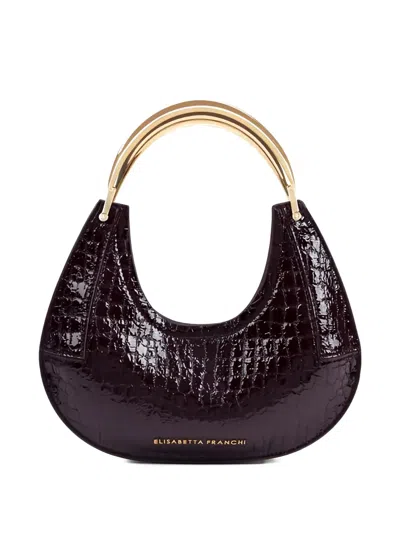 Elisabetta Franchi Small Crocodile-embossed Tote Bag In Burgundy
