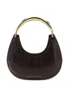 Elisabetta Franchi Small Hobo Crocodile-effect Metal-top-handle Shoulder Bag In Brown