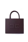 Elisabetta Franchi Small Leather-effect Handbag With Stitching In Cacao