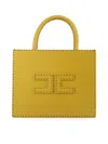 Elisabetta Franchi Small Leather-effect Handbag With Stitching In Yellow