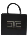 Elisabetta Franchi Structured Handbag With Prominent Logo Detail In Black