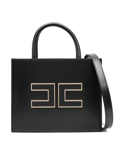 Elisabetta Franchi Small Logo-plaque Tote Bag In Black