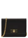 Elisabetta Franchi Small Shoulder Strap With Logo Plaque In Black