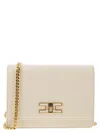 Elisabetta Franchi Cream-colored Bag With A Gold Chain Shoulder Strap In Butter